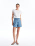 LC Waikiki Women's Straight Elastic Waist Jean Shorts